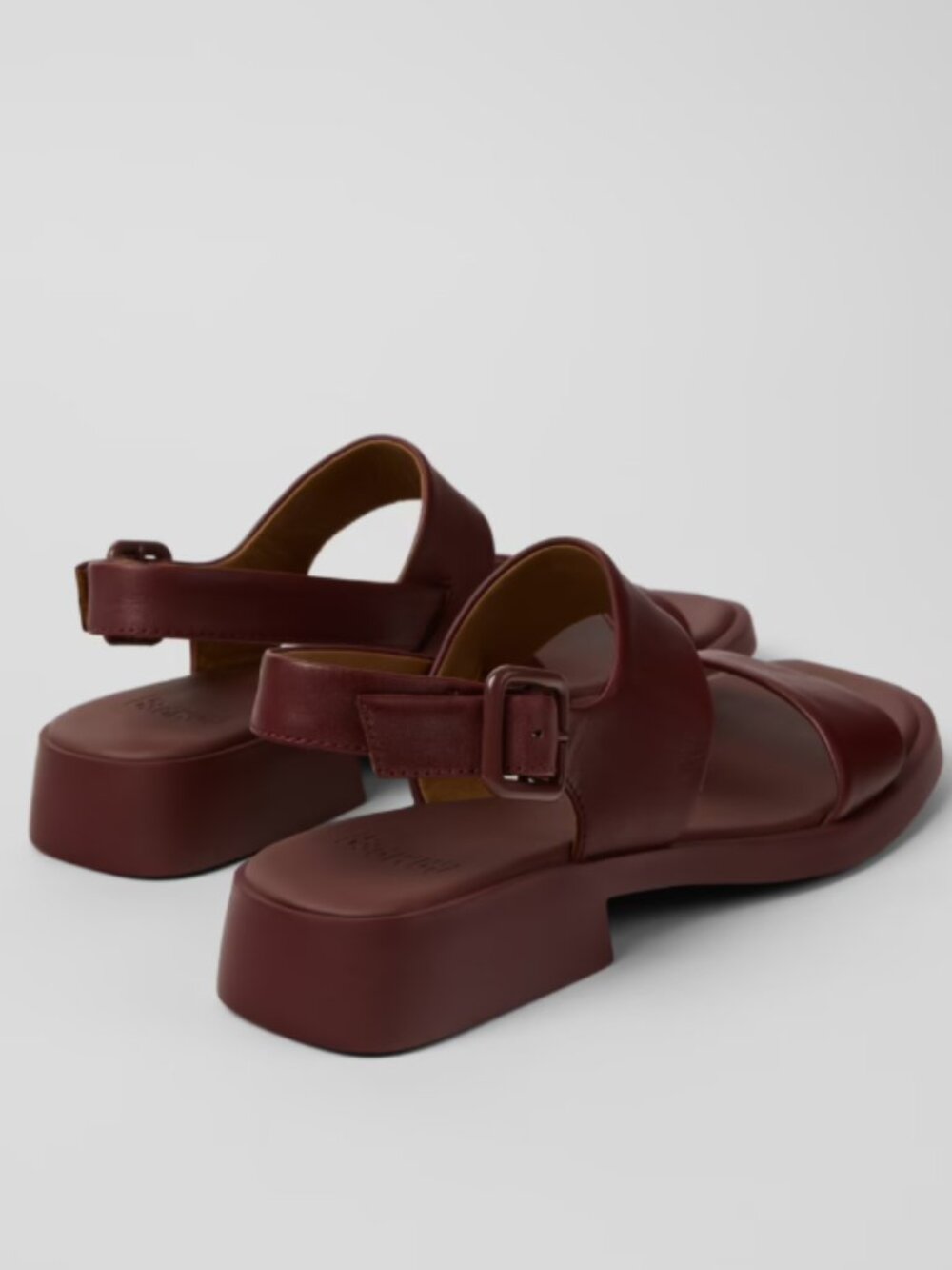Camper Burgundy Leather Buckle Slingback Sandals